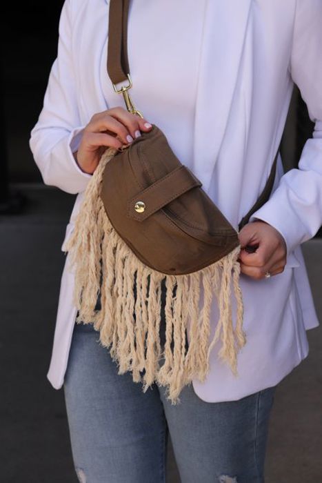 Linen Fringe Crossbody Sling Hip Bum Bag