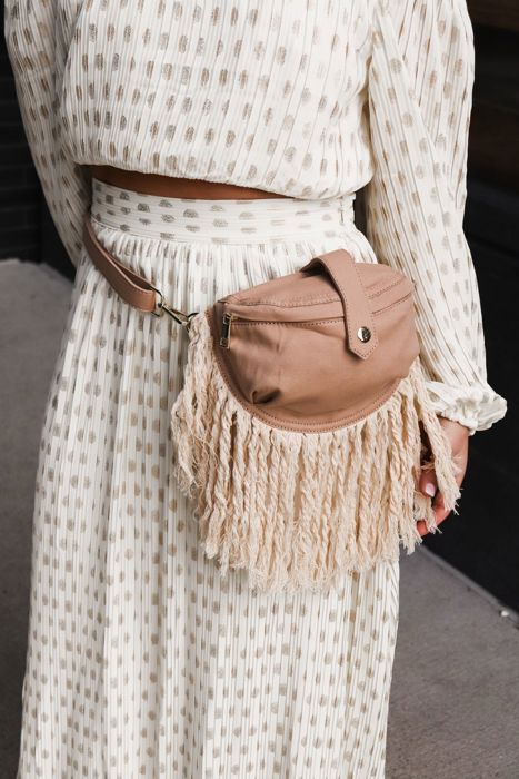Linen Fringe Crossbody Sling Hip Bum Bag