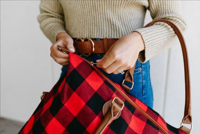 Buffalo Plaid Weekender Tote Bag