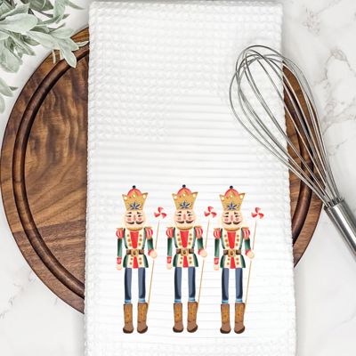Blue Nutcracker Waffle Weave Tea Towel