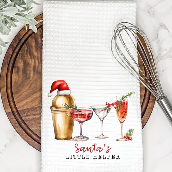 Santa's Little Helper Cocktail Tea Towel