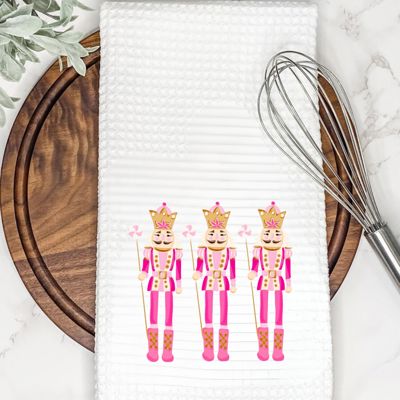 Pink Nutcracker Waffle Weave Tea Towel