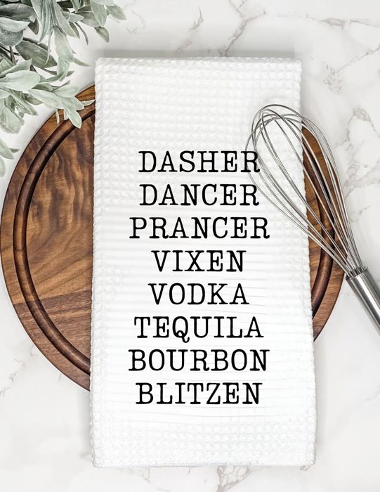 Reindeer Christmas Waffle Weave Tea Towel