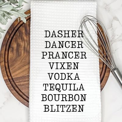 Reindeer Christmas Waffle Weave Tea Towel