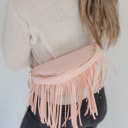 White Removable Fringe Crossbody Sling Bag | Pink