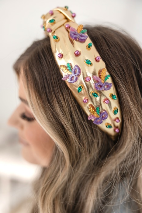 Mardi Gras Embellished Knot Headband
