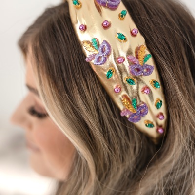 Mardi Gras Embellished Knot Headband