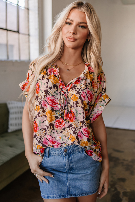 Rhea Floral  Crew Neck Blouse