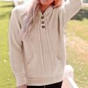  Joelle Waffle Knit Buttons Hooded Sweater