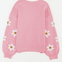 Pink Large Mariah Floral Pattern Drop Shoulder Sweater