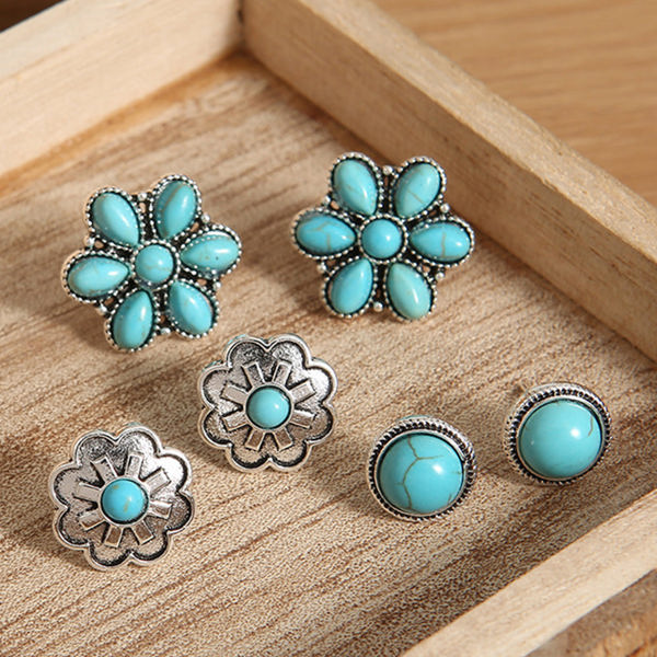 3 Piece Set Western Stud Earrings