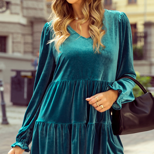 Jasmine Velvet V Neck Puff Sleeve Blouse