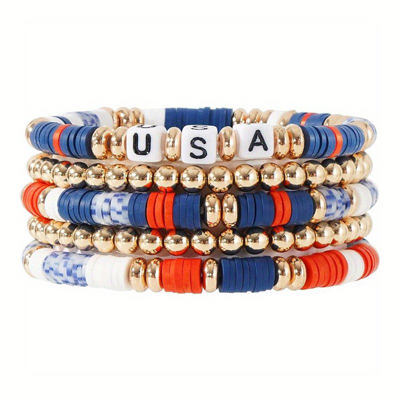 5pcs USA Beaded Bracelet Set