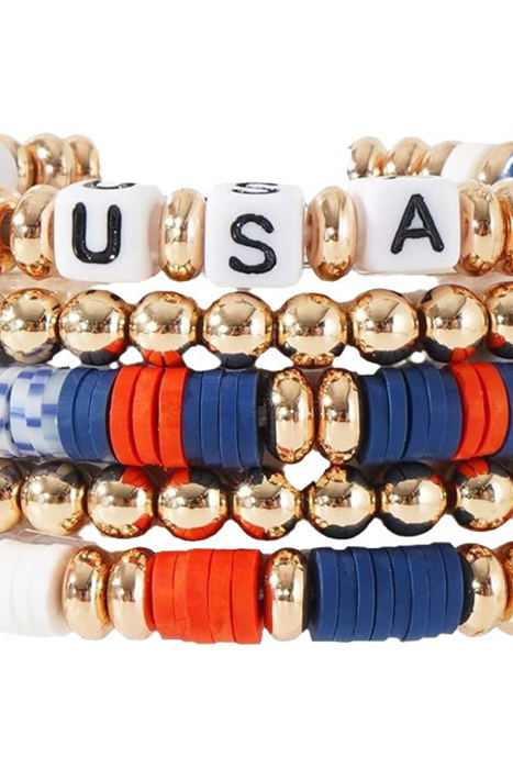 5pcs USA Beaded Bracelet Set