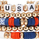  5pcs USA Beaded Bracelet Set