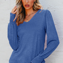  Andrea Shirred Shoulder Frilled Cuffs Long Sleeve Top