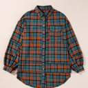  Plaid Long Sleeve Side Split Distressed Shirt