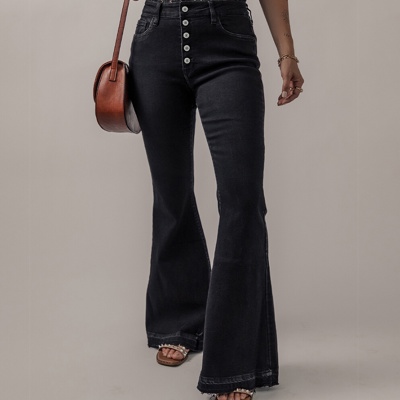 Lydia High Waist Button Front Flare Jeans