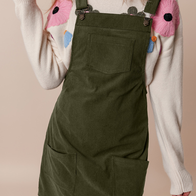 Alexis Front Pockets Corduroy Overall Dress