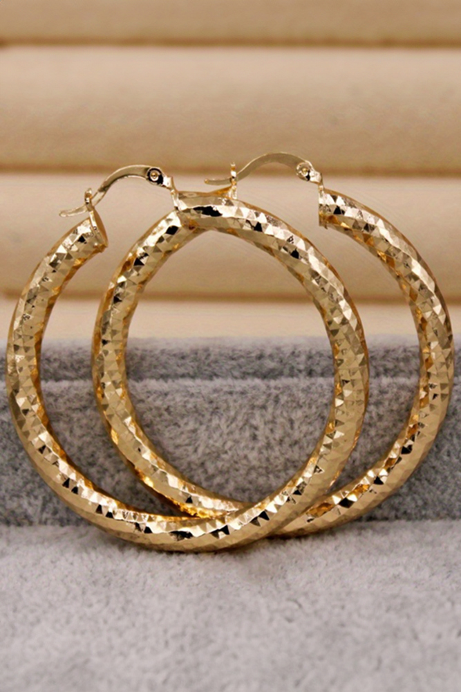 Large Diamond Cut Hoop Earrings