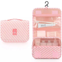 Pink Stripe Hangable Cosmetic Bag