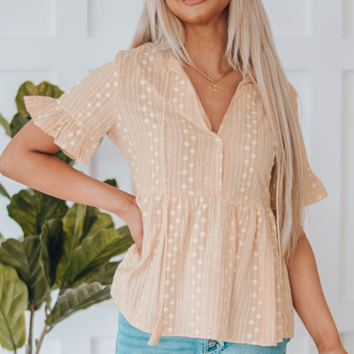 Jovie Split V Neck Babydoll Top