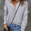  Emryn Striped Ruffled Buttoned Long Sleeve Top