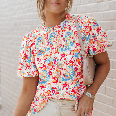 Johanna Smocked Puff Sleeves Blouse