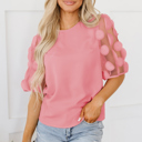  Aliza Applique Mesh Half Sleeve Blouse