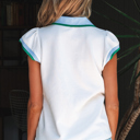  Candace Ruffled Sleeve Collared Blouse