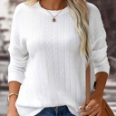  Jane Round Neck Drop Shoulder Textured Knit Top