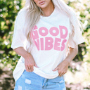  GOOD VIBES Chenille Embroidered Crewneck Tee