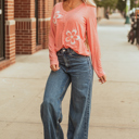  Emery Floral Patchwork V Neck Long Sleeve Top