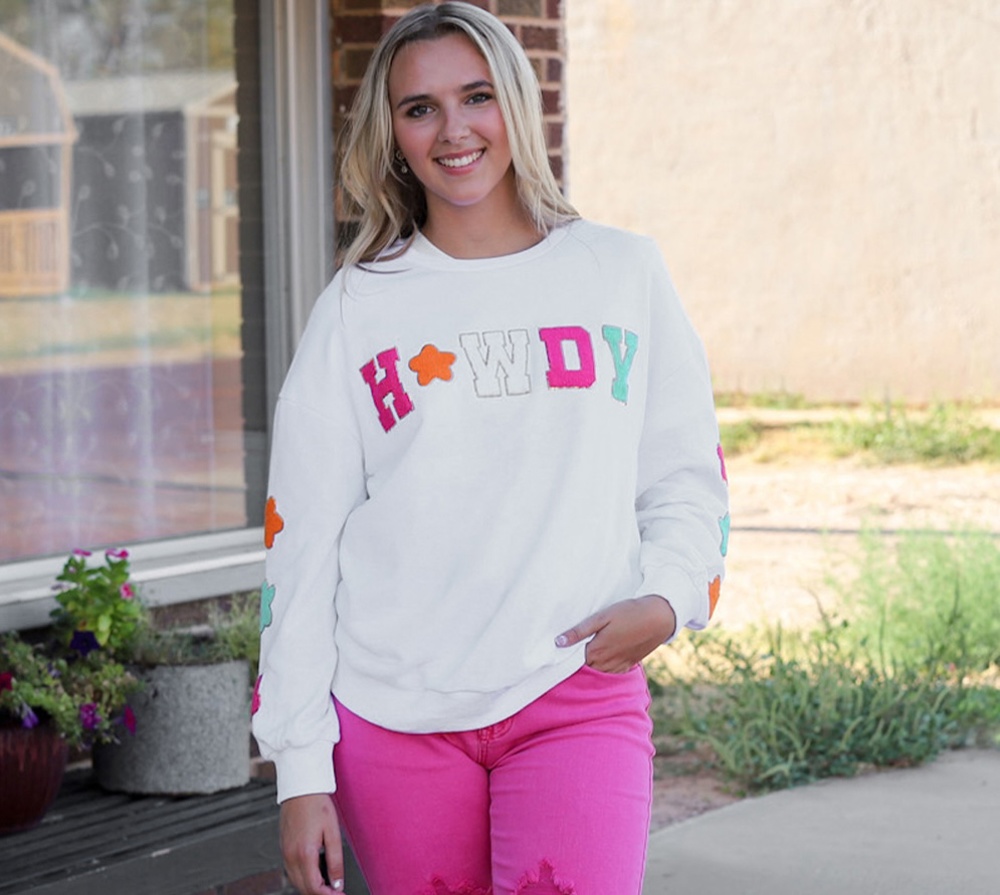 Howdy Patch Graphic Casual Sweatshirt