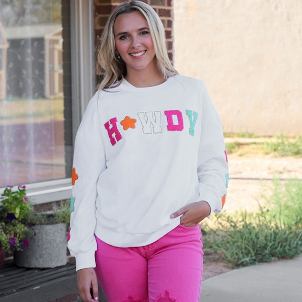 Howdy Patch Graphic Casual Sweatshirt