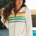  Daisy Striped Patchwork Zipper Hoodie