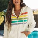  Daisy Striped Patchwork Zipper Hoodie