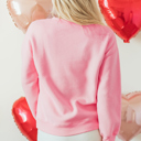  Raya LOVER Puff Print Drop Shoulder Pullover Sweatshirt