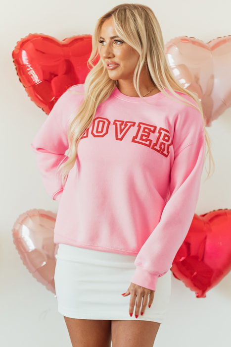 Raya LOVER Puff Print Drop Shoulder Pullover Sweatshirt