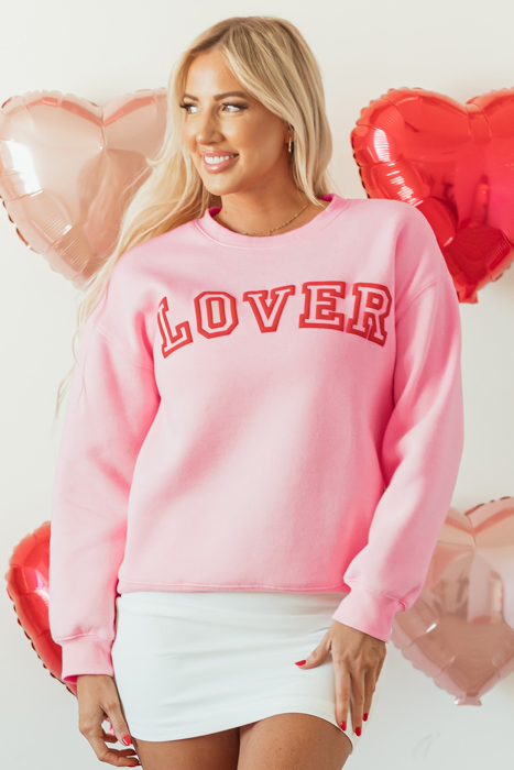Raya LOVER Puff Print Drop Shoulder Pullover Sweatshirt
