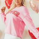  Raya LOVER Puff Print Drop Shoulder Pullover Sweatshirt