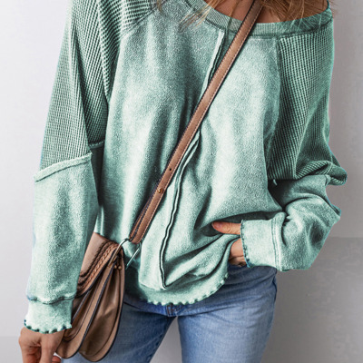 Jolie Waffle Exposed Seam Raglan Sweatshirt