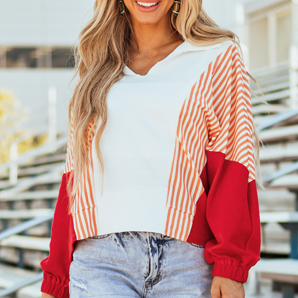 Autumn Striped Oversized Sweatshirt