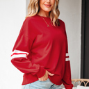  Lennon Varsity Striped Oversized Sweatshirt