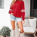  Lennon Varsity Striped Oversized Sweatshirt
