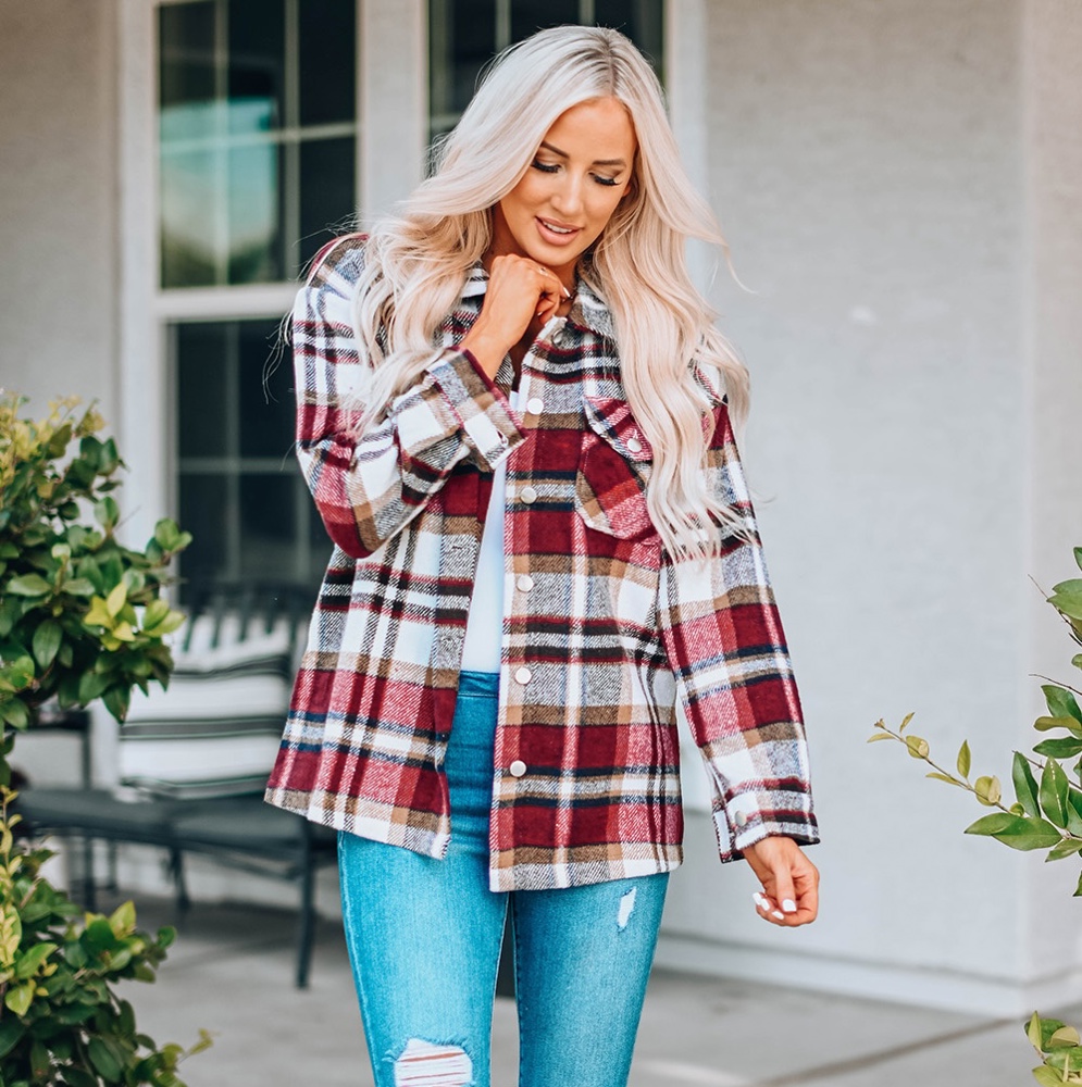 Keily Plaid Pocketed Shacket