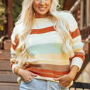  Morgan Crew Neck Drop-shoulder Striped Sweater