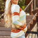  Morgan Crew Neck Drop-shoulder Striped Sweater