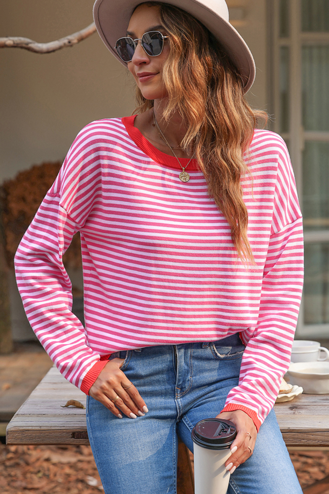 Madelynn Striped Drop Shoulder Sweater