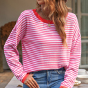  Madelynn Striped Drop Shoulder Sweater